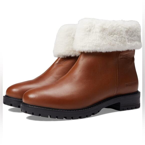 Cougar Kendal Cognac Weatherproof Leather Boots with White Fur Cuff. Size 10 NIB - Picture 13 of 13